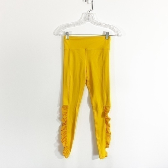 Zyia Daffodil Mesh Light N Tight Yellow Ruched Leggings Pants 2 - Picture 3 of 11